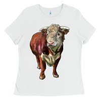 White hereford bull face Ladies Tee - LillyAllenDesigns