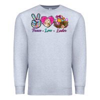 Heather Grey Peace Love Easter Premium Sweatshirt - BundleAndBundleShop