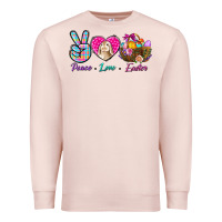 Pale Pink Peace Love Easter Premium Sweatshirt - BundleAndBundleShop