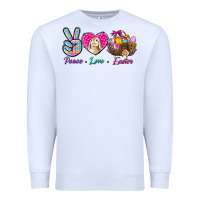 White Peace Love Easter Premium Sweatshirt - BundleAndBundleShop