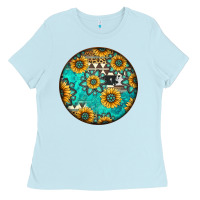 Baby Blue Round western pattern Ladies Tee - Jasminsmagicworld