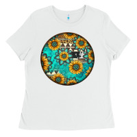 White Round western pattern Ladies Tee - Jasminsmagicworld