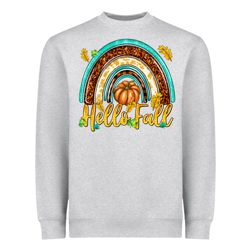 Hello Fall With Rainbow Heavyweight Sweatshirt by texasbilliewilder | Teevron