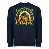 Navy Hello Fall with Rainbow Heavyweight Sweatshirt - texasbilliewilder