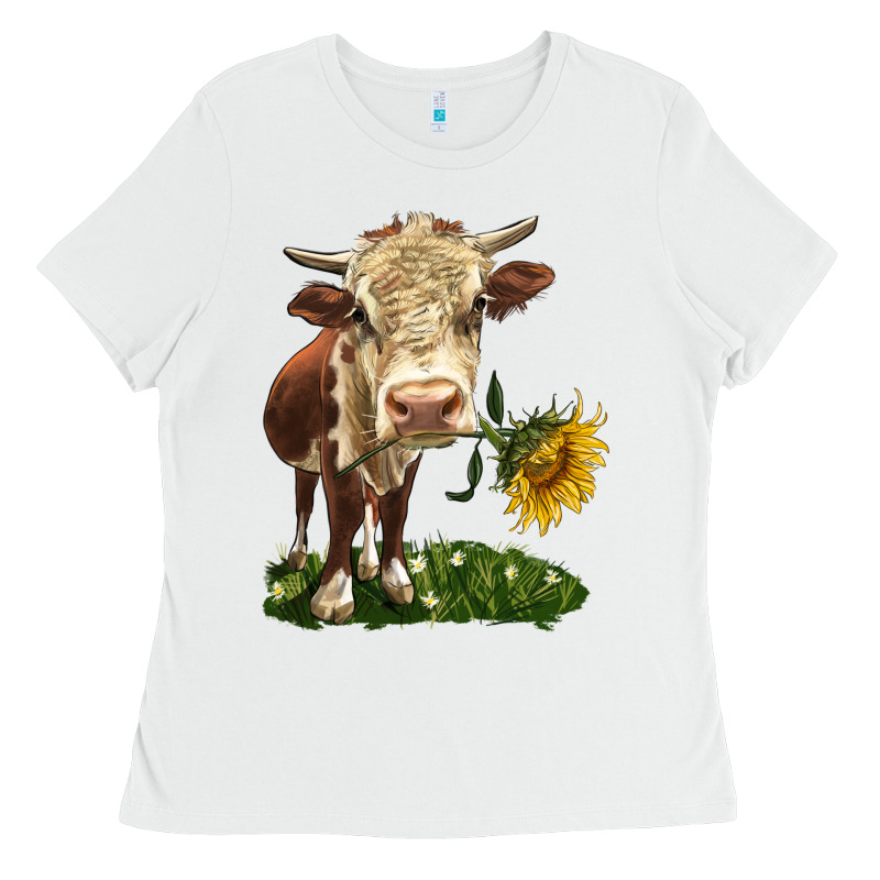 Hereford Heifer With Sunflower Ladies Tee by LillyAllenDesigns | Teevron