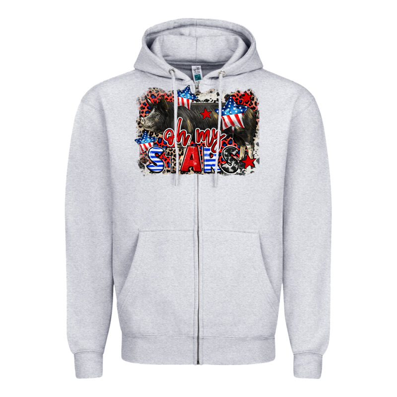Oh My Stars Pig Zipper Hoodie by CowGirlArtShop | Teevron