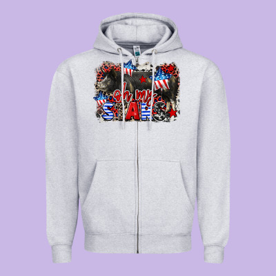 Oh My Stars Pig Zipper Hoodie Designed By Cowgirlartshop