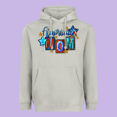 American Mom Mother's Day Heavyweight Hoodie Designed By Fadigitalartstudio