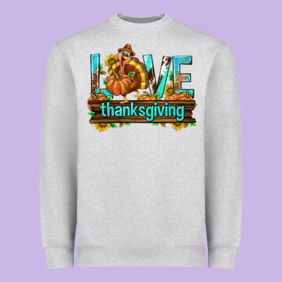 Love Thanksgiving With Turkey Heavyweight Sweatshirt Designed By Texasbilliewilder