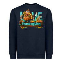 Navy Love Thanksgiving with Turkey Heavyweight Sweatshirt - texasbilliewilder