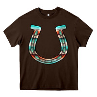 Chocolate Brown serape turquoise horseshoe Heavy Core Tee - Jasminsmagicworld