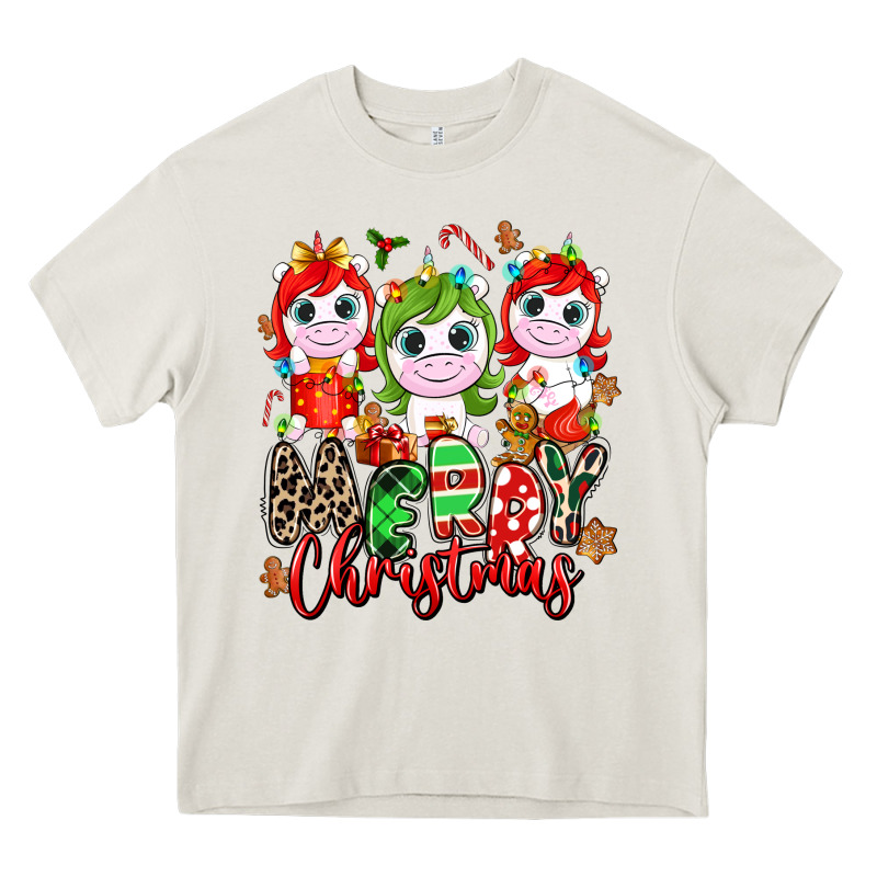 Merry Christmas Unicorns Heavy Core Tee by NancyCooperArtShop | Teevron