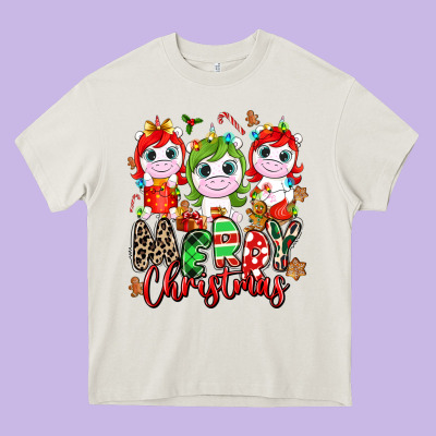 Merry Christmas Unicorns Heavy Core Tee Designed By Nancycooperartshop