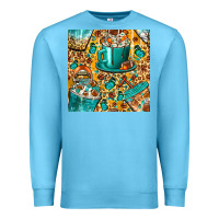 Ocean Blue american football coffee cups with butterfly and leopard seamless patt Premium Sweatshirt - BundleAndBundleShop