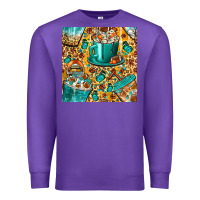 Purple american football coffee cups with butterfly and leopard seamless patt Premium Sweatshirt - BundleAndBundleShop