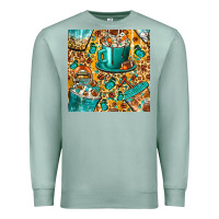 Seafoam american football coffee cups with butterfly and leopard seamless patt Premium Sweatshirt - BundleAndBundleShop