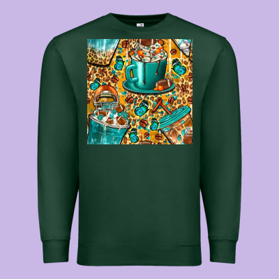 American Football Coffee Cups With Butterfly And Leopard Seamless Patt Premium Sweatshirt Designed By Bundleandbundleshop