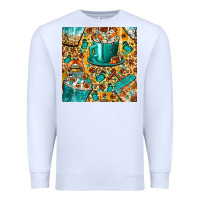 White american football coffee cups with butterfly and leopard seamless patt Premium Sweatshirt - BundleAndBundleShop