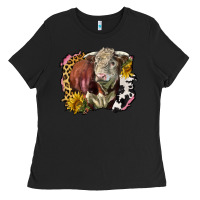 Black hereford bull western background Ladies Tee - LillyAllenDesigns