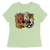 Matcha hereford bull western background Ladies Tee - LillyAllenDesigns