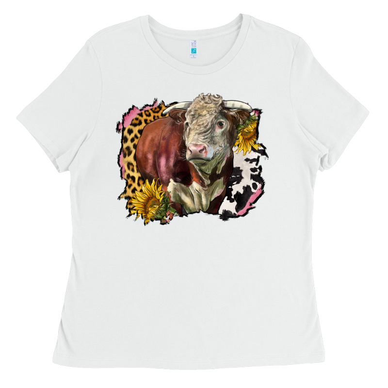 Hereford Bull Western Background Ladies Tee by LillyAllenDesigns | Teevron