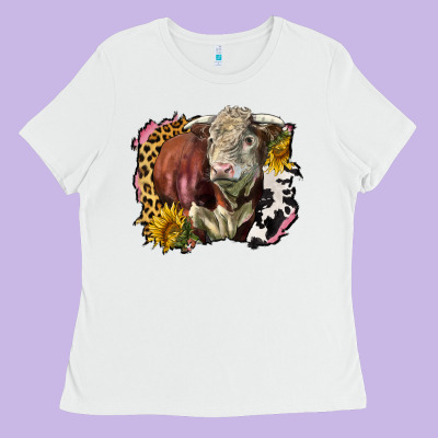 Hereford Bull Western Background Ladies Tee Designed By Lillyallendesigns