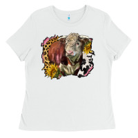 White hereford bull western background Ladies Tee - LillyAllenDesigns