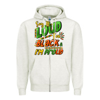 Oatmeal Heather Say it loud i'm black and i'm proud Zipper Hoodie - HowdyJamesFarm