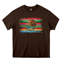 Chocolate Brown serape leopard mexican flag Heavy Core Tee - Jasminsmagicworld