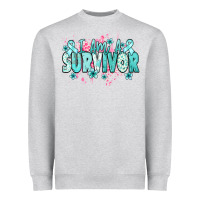 Heather Grey I am a survivor teal ribbon Ovarian Cancer Heavyweight Sweatshirt - NancyCooperArtShop