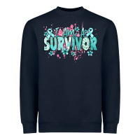Navy I am a survivor teal ribbon Ovarian Cancer Heavyweight Sweatshirt - NancyCooperArtShop