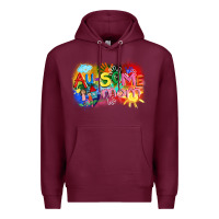 Burgundy Au-some mom Autism Premium Hoodie - FaDigitalArtStudio