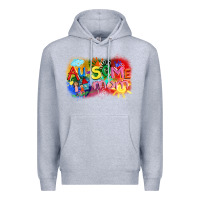 Heather Grey Au-some mom Autism Premium Hoodie - FaDigitalArtStudio