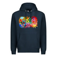 Navy Au-some mom Autism Premium Hoodie - FaDigitalArtStudio