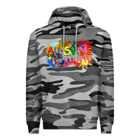 Slate Camo Au-some mom Autism Premium Hoodie - FaDigitalArtStudio
