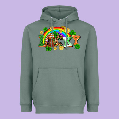 Lucky Gnome St. Patricks Day Heavyweight Hoodie Designed By Fadigitalartstudio