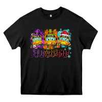Black Happy Hallothanksmas school bus Heavy Core Tee - NancyCooperArtShop