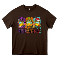 Chocolate Brown Happy Hallothanksmas school bus Heavy Core Tee - NancyCooperArtShop