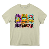 Mossy Happy Hallothanksmas school bus Heavy Core Tee - NancyCooperArtShop