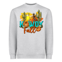 Heather Grey Howdy Fall Heavyweight Sweatshirt - texasbilliewilder