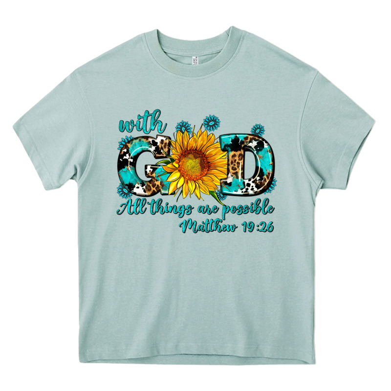 With God All Things Are Possible Sunflower Heavy Core Tee by AdoDesignShop | Teevron