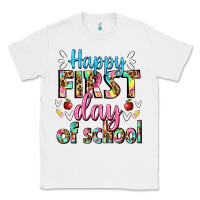 White happy first day of school Classic Tee - BundleAndBundleShop