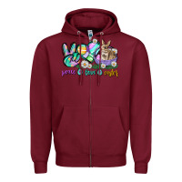 Burgundy Peace love Easter Day Zipper Hoodie - CowGirlArtShop
