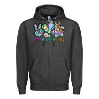 Charcoal Heather Peace love Easter Day Zipper Hoodie - CowGirlArtShop