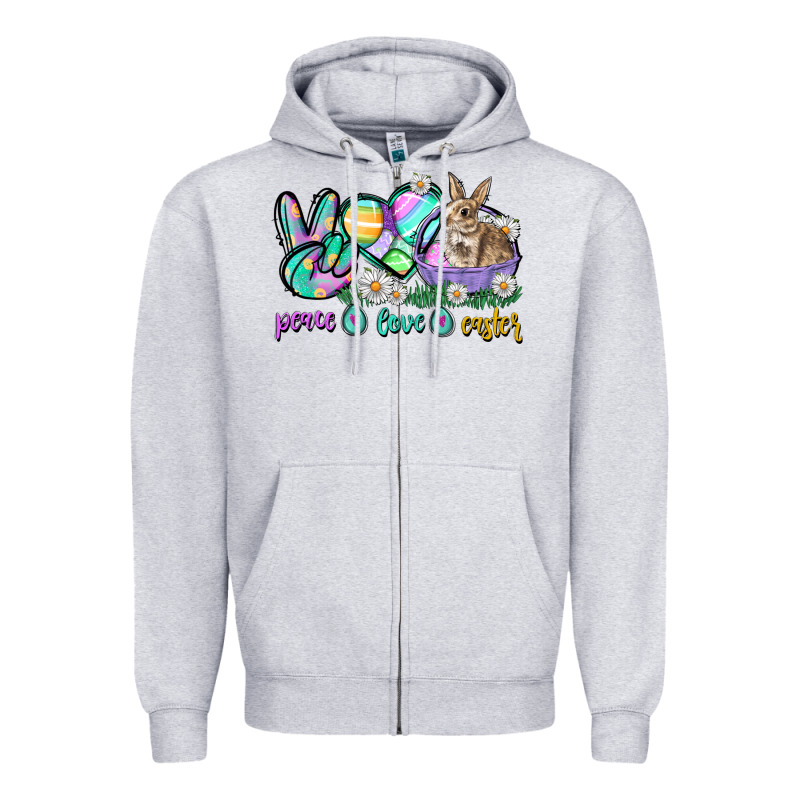 Peace Love Easter Day Zipper Hoodie by CowGirlArtShop | Teevron