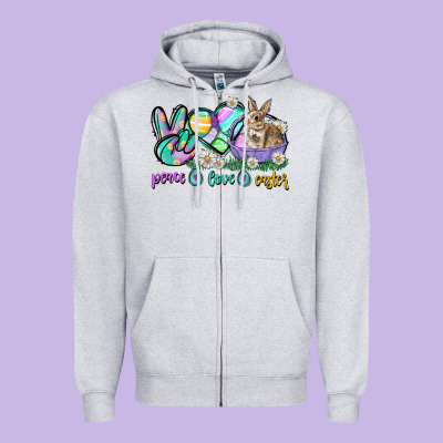Peace Love Easter Day Zipper Hoodie Designed By Cowgirlartshop