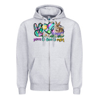 Heather Grey Peace love Easter Day Zipper Hoodie - CowGirlArtShop
