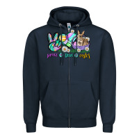 Navy Peace love Easter Day Zipper Hoodie - CowGirlArtShop