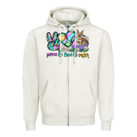 Oatmeal Heather Peace love Easter Day Zipper Hoodie - CowGirlArtShop