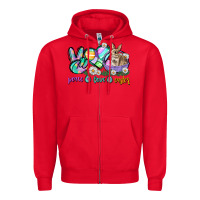 Red Peace love Easter Day Zipper Hoodie - CowGirlArtShop
